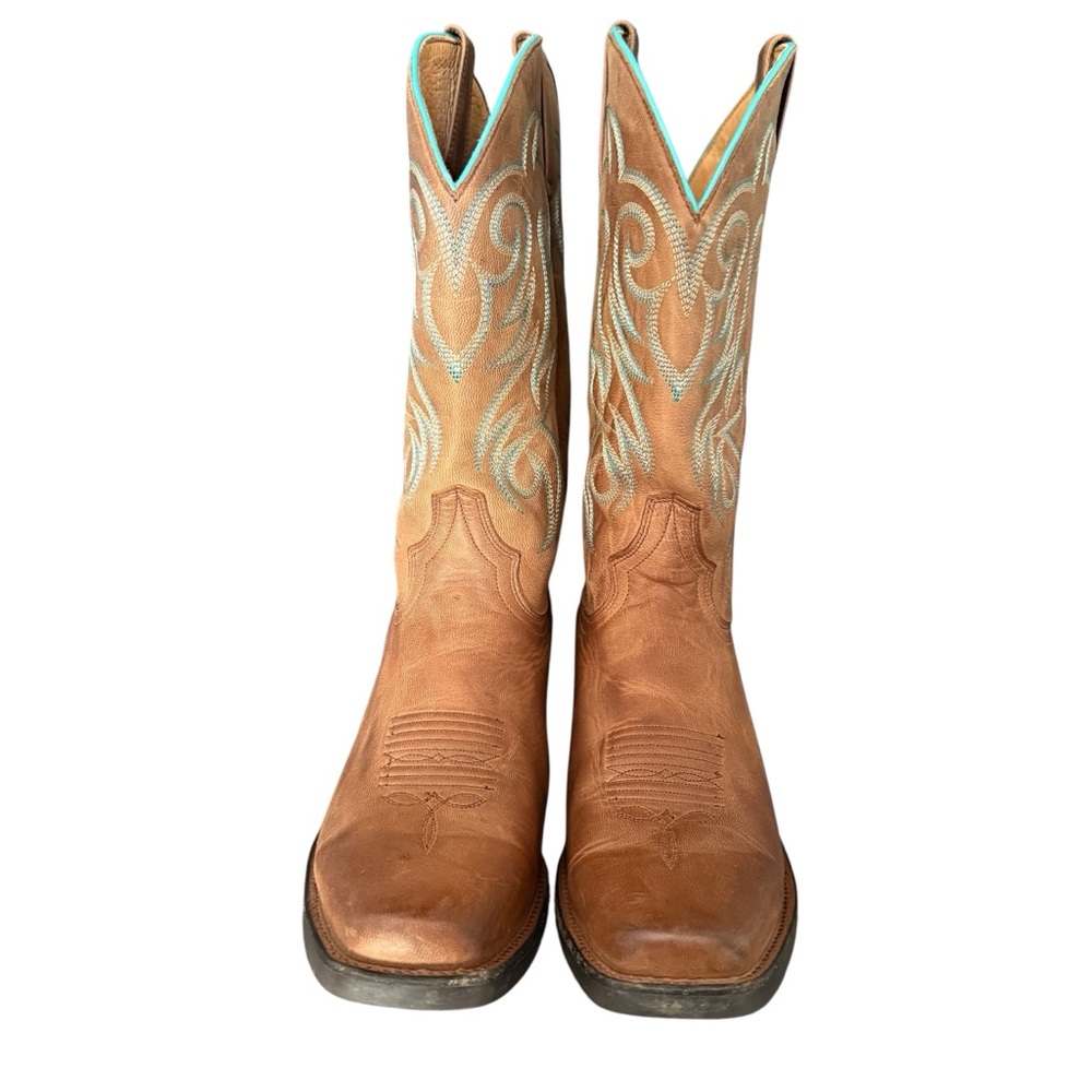 Shyanne Women's Tan Western Boot with Turquoise Stitching Size 11 - Picture 5 of 10